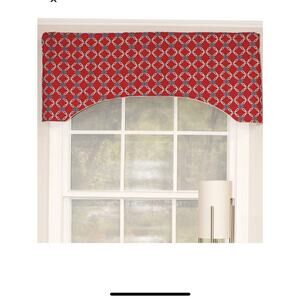 Darby Home Co. Scalloped Window Valance Red Blue Geometric Cotton Blend 15”x51”